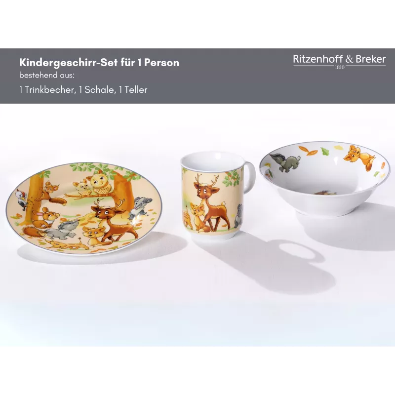 Ritzenhoff & Breker kinderservies-set bosdieren, 3-delig (422412)