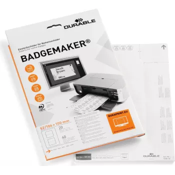 DURABLE BADGEMAKER inleglabels 52 x 100 mm, wit, 100 stuks 145802