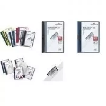 DURABLE DURACLIP ORIGINAL 30 A4 klemhechter met metaalklem, transparant blauwe vooromslag, 5-pack 2227-07