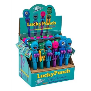 WEDO Monster balpen Lucky Punch, diverse kleuren, mechanische boxfunctie, blauwe inkt, 1 stuk (252 2399)