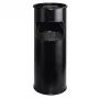 DURABLE metalen afvalemmer 17L rond met asbak, zwart 333001
