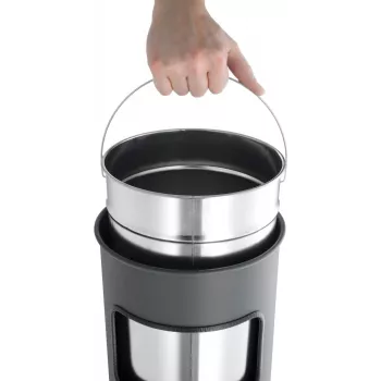 DURABLE metalen afvalemmer 17L rond met asbak, zwart 333001