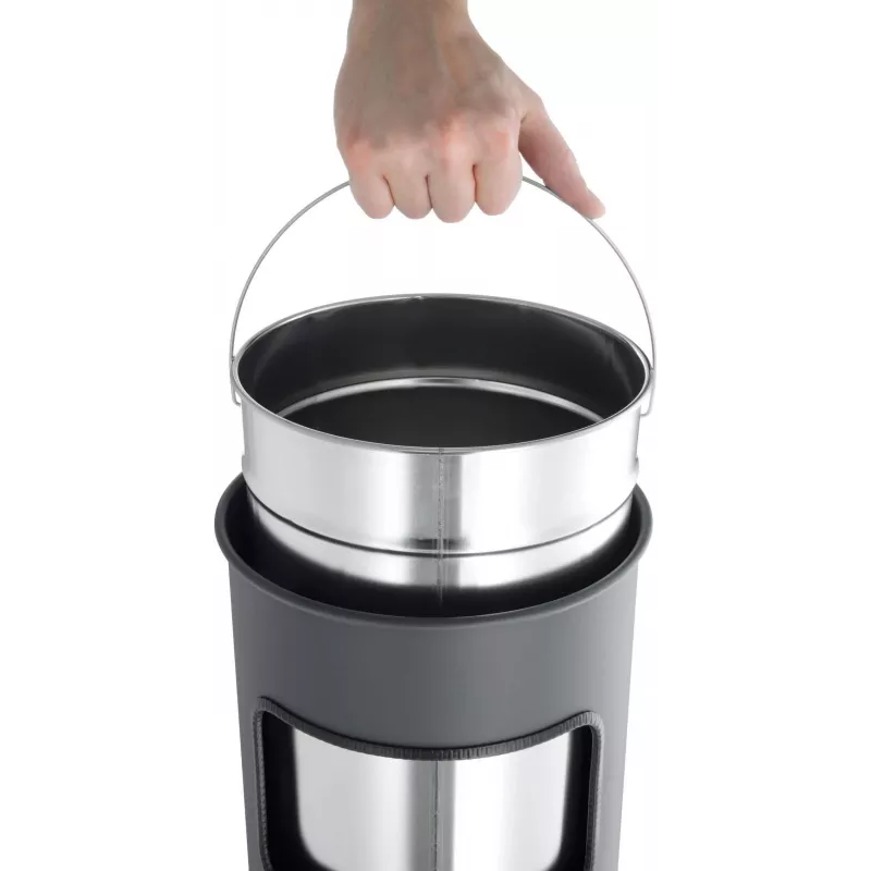 DURABLE metalen afvalemmer 17L rond met asbak, zwart 333001