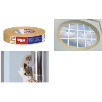 Tesa 4319 schildersplakband van crêpepapier, 38 mm x 50 m, crème, natuurrubberlijm, scheurvast, scherpe kleurranden 04319-00008-00