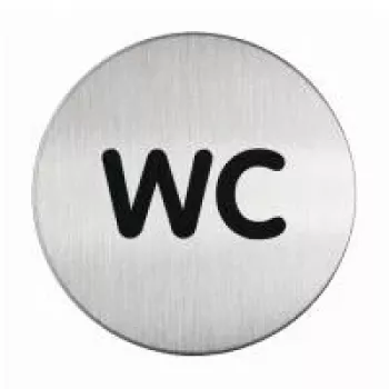 DURABLE PICTO WC-deurbordje, rond 83 mm, zelfklevend, zilver/zwart 490723