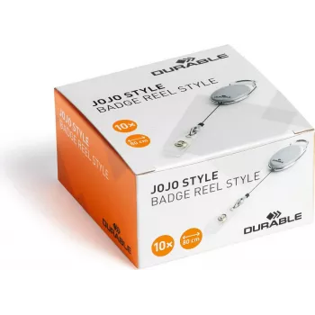 DURABLE Jojo STYLE pasjeshouder met snap-button-lus, 80 cm nylondraad, zwart, 10 stuks 832410