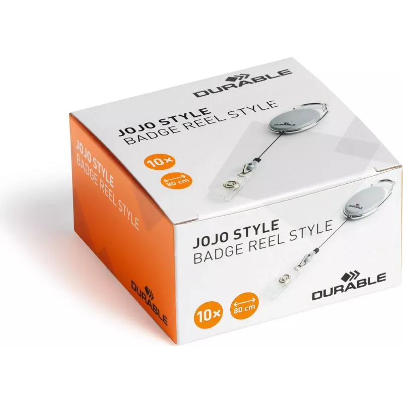DURABLE Jojo STYLE pasjeshouder met snap-button-lus, 80 cm nylondraad, zwart, 10 stuks 832410