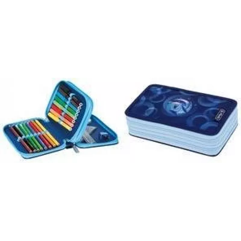 HERLITZ Dolphin Ride dubbelvak etui, 23-delig gevuld, rits, gekleurde binnenvoering 400205858