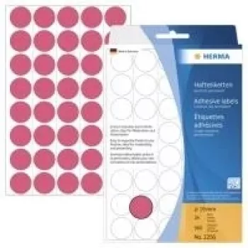 HERMA 2256 permanent hechtende ronde etiketten lichtrood 19 mm, 960 etiketten (24 vellen x 40)