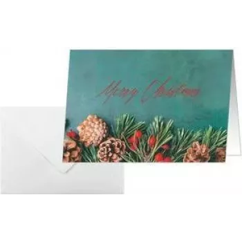 SIGEL DS642 Green Christmas A6 liggend vouwkaart, 250 g/m² wit karton, inkjet/laser/kopieerapparaat, 5 kaarten met enveloppen