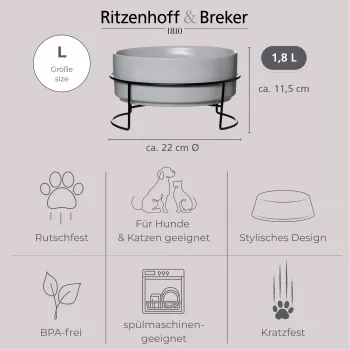 Ritzenhoff & Breker TARO voerbakset 1,8L grijs steengoed keramiek 450484