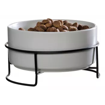 Ritzenhoff & Breker TARO voerbakset voor huisdieren, 400 ml, grijze steengoed keramieken voerbak voor katten & kleine honden, water & voer, 1 stuk (450514)