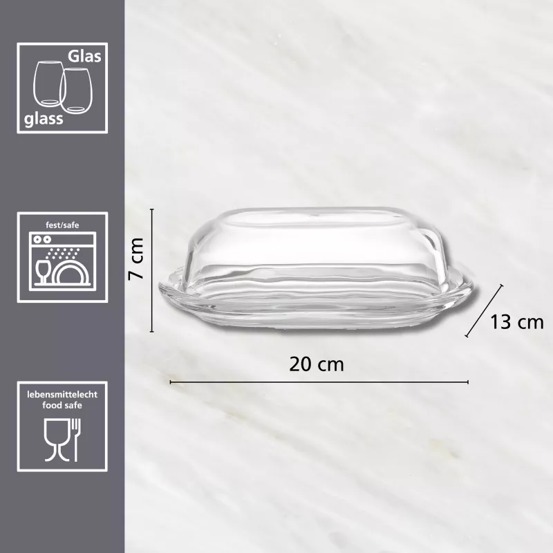 Ritzenhoff & Breker STYLE glazen botervloot met deksel 190x130x70 mm 812022