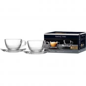 Ritzenhoff & Breker BARISTA cappuccinoset, 4-delig, helder glas, 220 ml kopjes, vaatwasmachinebestendig 822021