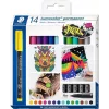 Staedtler Lumocolor permanent marker set 317 C14 - 14 verschillende kleuren, fijne punt 0,6 mm