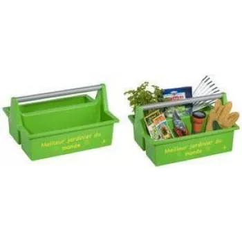 allit McPlus Carry Jardinier gereedschapsmand, groen, ergonomische aluminium beugelgreep, 2 grote vakken, 1 stuk (8500906006)