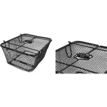 FISCHER PLUS Safe fietsachterkorf, fijnmazig staaldraad, zwart, 24 L, 10 kg 50655