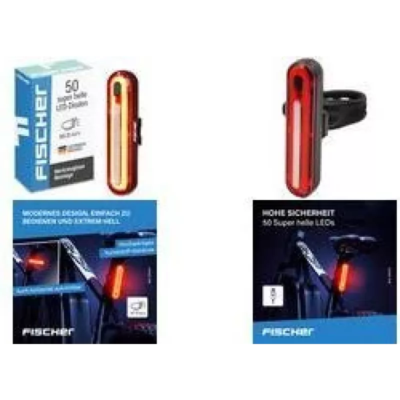 FISCHER FIETS LED fietsachterlicht, oplaadbaar, zwart/rood 50089:FISCHER