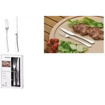 Esmeyer SYLVIA steak- en pizzabestekset, 12-delig, gepolijst roestvrij staal, 6 steakmessen en 6 steakvorken 156-256