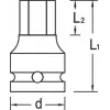 GEDORE 1 inch aandrijving 27 mm zeskant-slagschroevendraaier-dopsleutel, 60 mm lengte, gefosfateerd 1956582