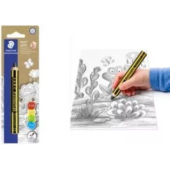 Staedtler Noris Junior grafietpotlood - 2B, zwart/geel gestreept, ronde schacht, los exemplaar 141-2B BK