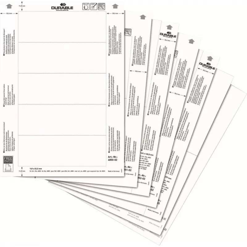 DURABLE insteeketiketten A4 210 x 297 mm, 10 vellen, wit, karton 170 g/m², laser/inkjet 485602