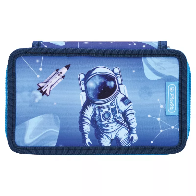 Herlitz dubbele etui Cosmic Explorer, 23 delen, 2 ritsen, gekleurde binnenvoering 400197545