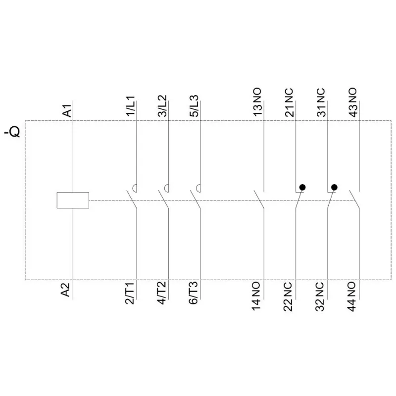 SIEMENS contactor AC-3 22kW/400V 2NO+2NC 230V AC 50A S2 schroefklemmen (3RT20361AP04)