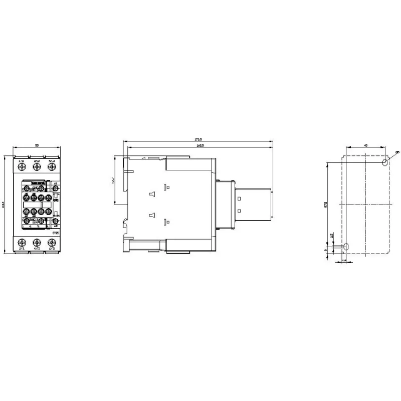 SIEMENS contactor AC-3 22kW/400V 2NO+2NC 230V AC 50A S2 schroefklemmen (3RT20361AP04)