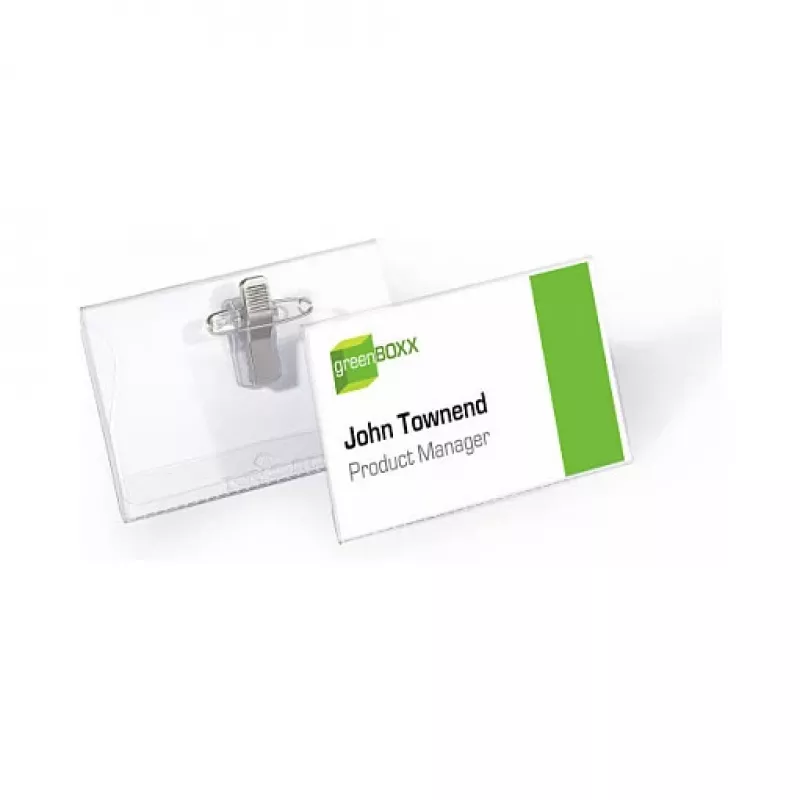 DURABLE naamkaarthouder 90x54 mm met combi-clip, transparant, 5 stuks (861019)
