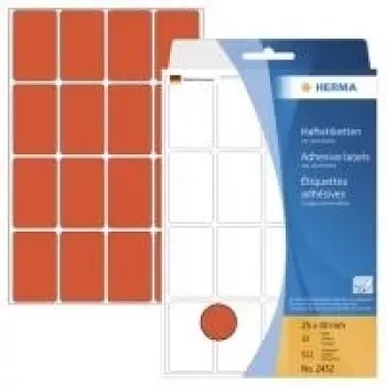 HERMA permanent etiketten rood 25 x 40 mm 512 etiketten (32 vel x 16) 2452