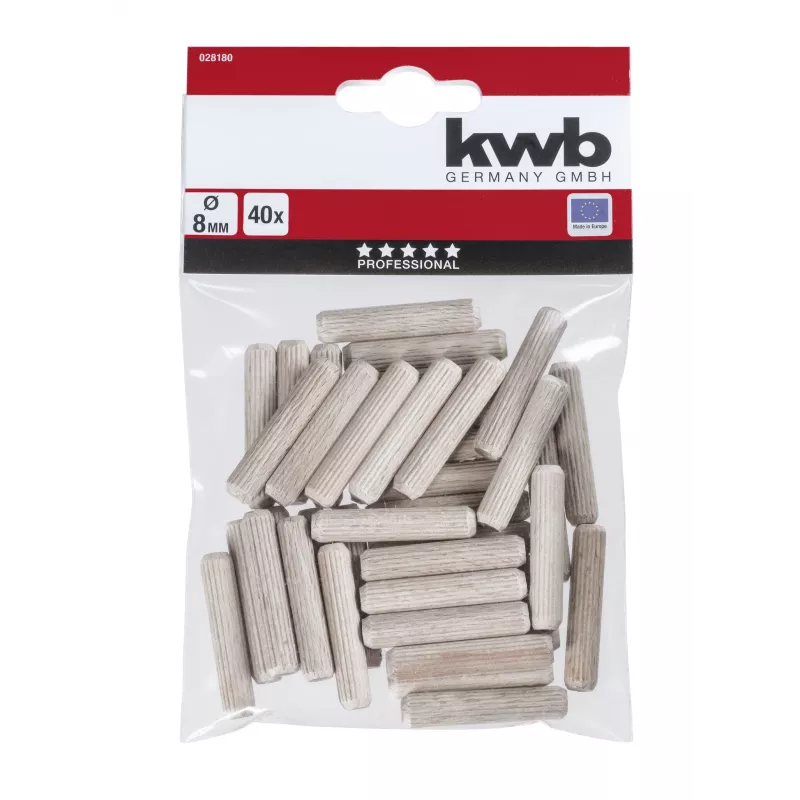 KWB 028180 houtdeuvels 8 x 40 mm, 40 stuks, beuken