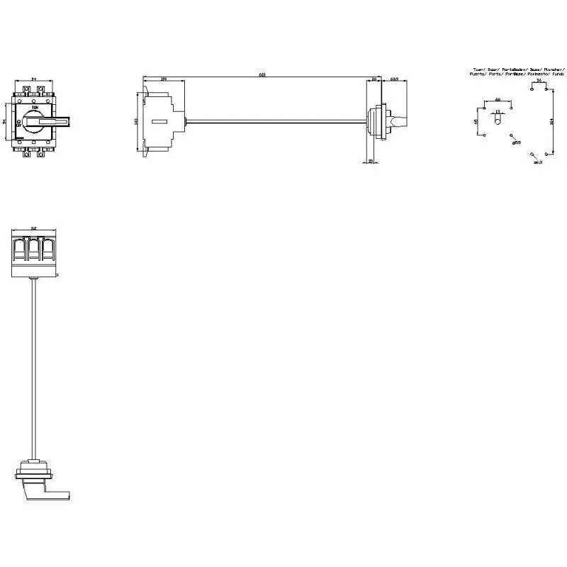 Siemens 3LD2418-0TK13 3-polige hoofd- en noodstop-schakelaar, 250 A, rood/geel
