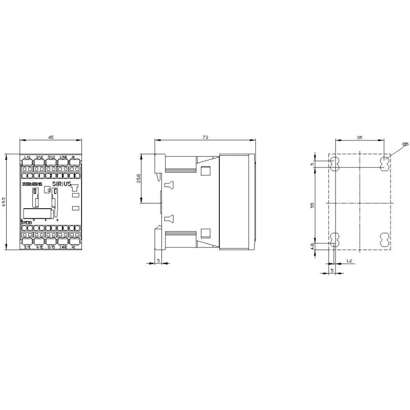 Siemens SIRIUS 3RT2 vermogensrelais 3RT20162AB01, 3-polig, 7,5 A, 24 V AC spoel, schroefklemmen