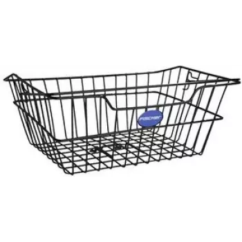 FISCHER fiets achterdrager mand, zwart grof gaas staaldraad, gereedschapsloze klembevestiging, 5 kg draagvermogen 61036