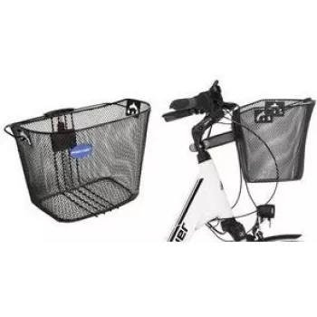 FISCHER fiets stuurmand met snelkoppeling, zwart fijnmazig draad, e-bike compatibel, kliksysteem - 1 stuk (61076)