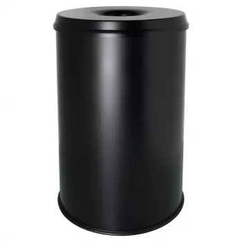 HELIT H2515695 stalen afvalemmer met vlamdover, 30 L, zwart, rond, Ø335 x 470 mm