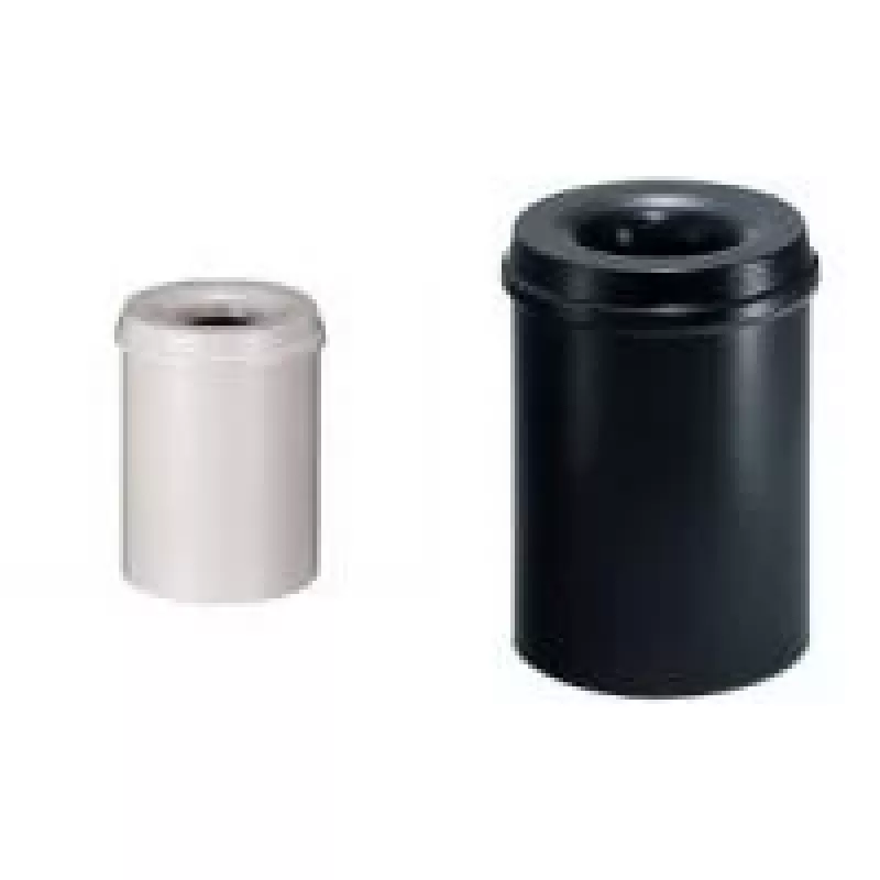 HELIT H2515695 stalen afvalemmer met vlamdover, 30 L, zwart, rond, Ø335 x 470 mm
