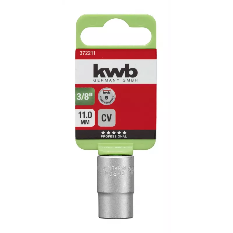 kwb 372211 dopsleutelinzet 11 mm 3/8 inch aandrijving, chroom-vanadiumstaal, 6-kant