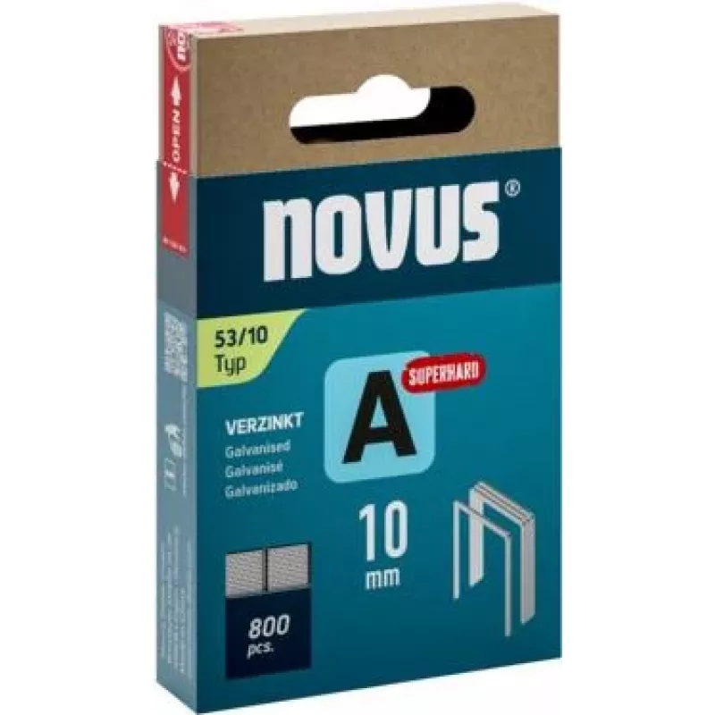 Novus type 53 fijndraadnietjes A 10 mm superhard verzinkt staal 800 stuks 042-0778
