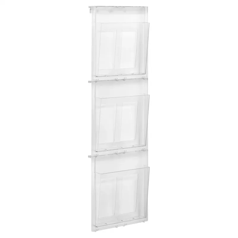 HELIT PLACATIV wandprospekthouder, 3 vakken, A4 staand, helder SAN, 35 mm diepte H6810702