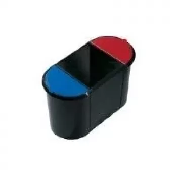 Helit H6103598 38L ovaal afvalscheidingssysteem met 20L hoofdbak, 2 uitneembare 9L inzetten, zwart/meerkleurig