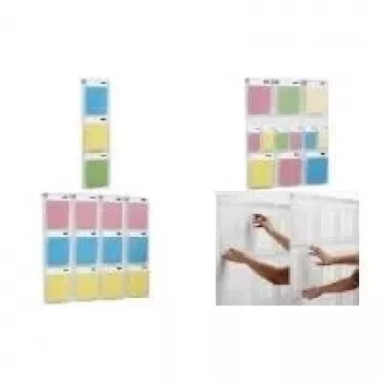 HELIT PLACATIV wanddisplay, 6 A4 staand + 12 1/3 A4 vakken, helder SAN, 35 mm diepte H6812302