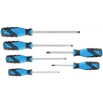 GEDORE werkplaats-schroevendraaierset, 6-delig, plat en kruiskop, 3-componenten Power-Grip3 greep, molybdeen-vanadium bladen, magnetische punten 1482319