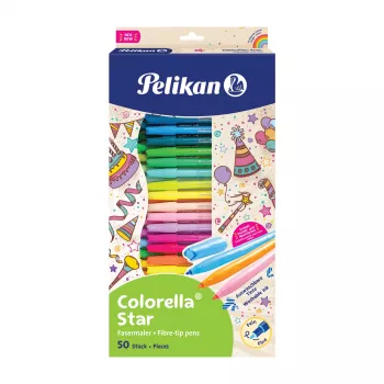 Pelikan Colorella Star C302/50 viltstift-set, 50 verschillende kleuren, waterbasis uitwasbare inkt, geventileerde doppen 825092