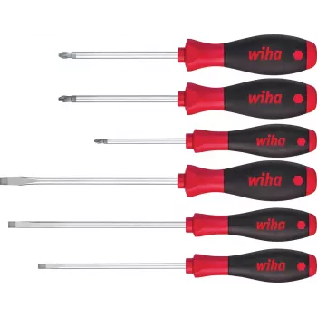 Wiha SoftFinish schroevendraaierset, 6-delig, plat/kruiskop/Pozidriv, 26113