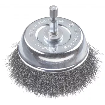 kwb draadbürste pot 75 mm, 0,2 mm gegolfd staal, 6 mm schacht voor metaal en steen 606310