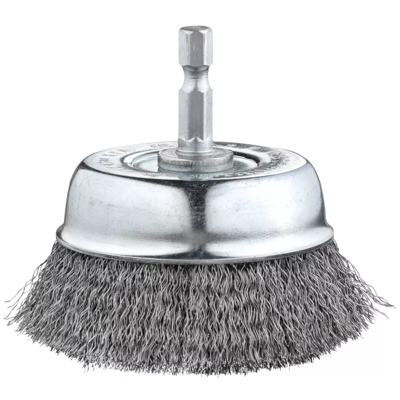 kwb draadbürste pot 75 mm, 0,2 mm gegolfd staal, 6 mm schacht voor metaal en steen 606310