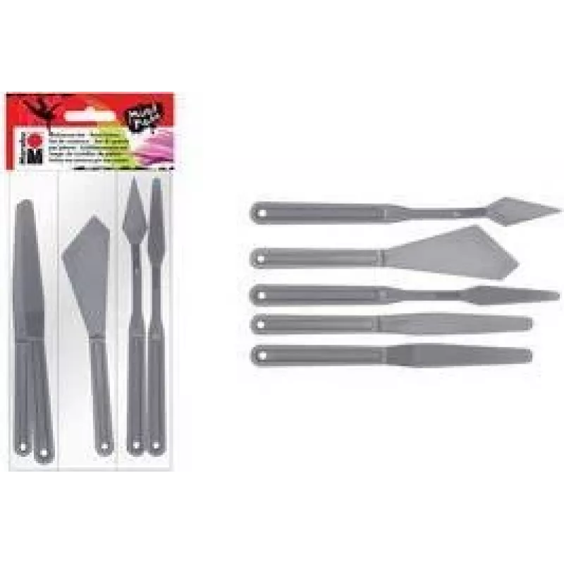 Marabu schildersmes-set, kunststof, 5 delen, voor pasteuze verf, structuurpasta's, acrylverf, olieverf, geel 0173000000031