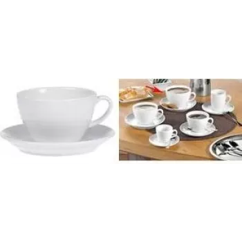 Esmeyer BISTRO koffiekoppen-set, 6 delen, wit porselein, ronde greep, 76 mm hoogte, 220 ml 433-254